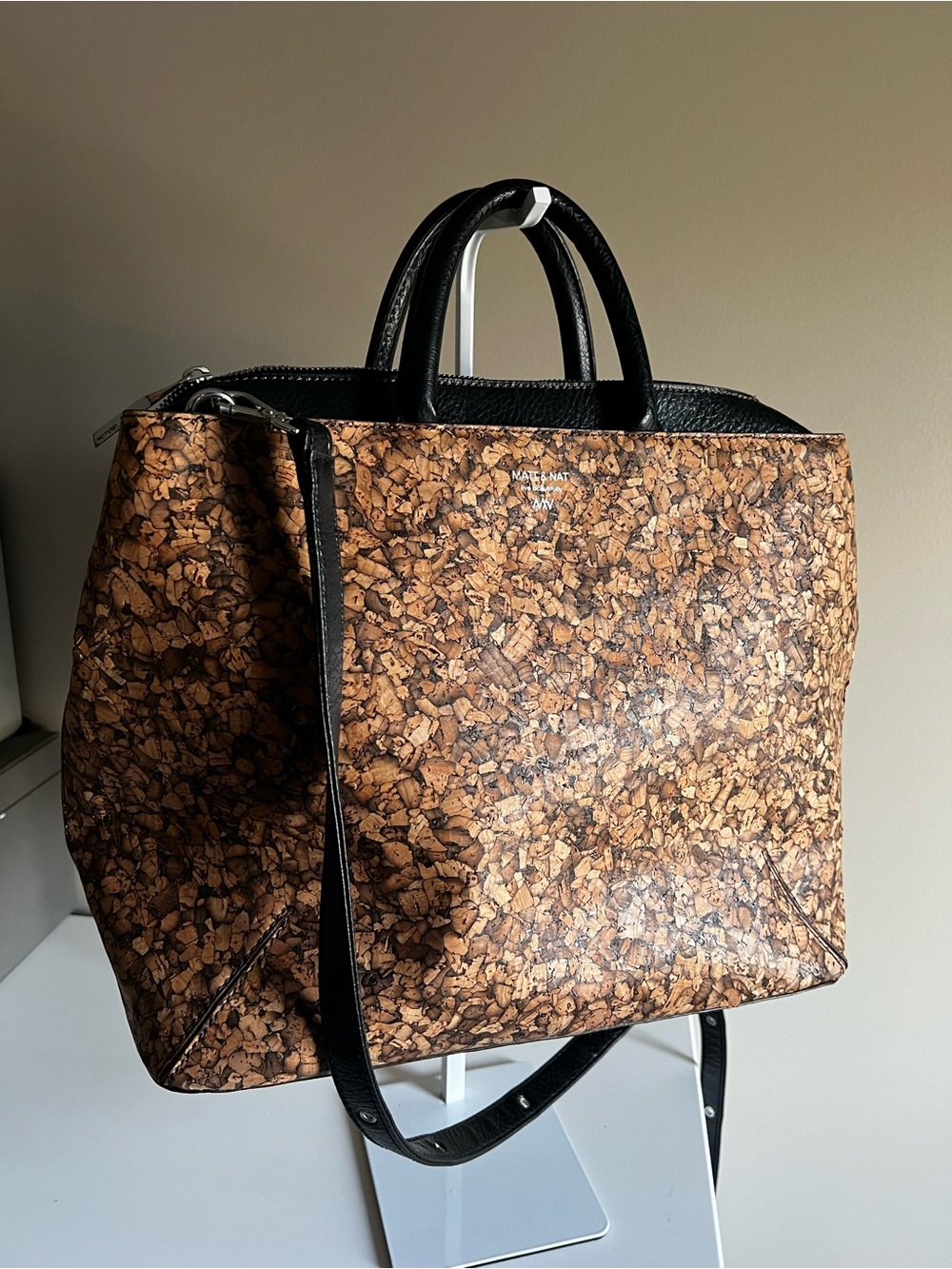 Matt & Nat Cork-Print Tote in Brown and Black